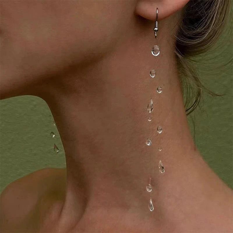 Water Drop Necklace Transparent Raindrop Earrings