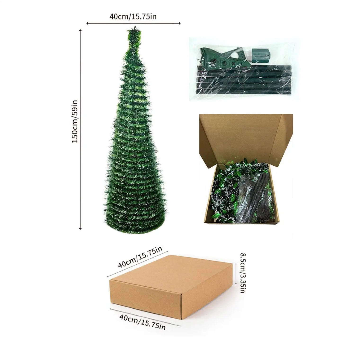 2026 New Christmas Tree 5 Ft Festival Ornament Faux Foldable Christmas Tree For Winter Holiday Season Decor Indoor Porch Yard