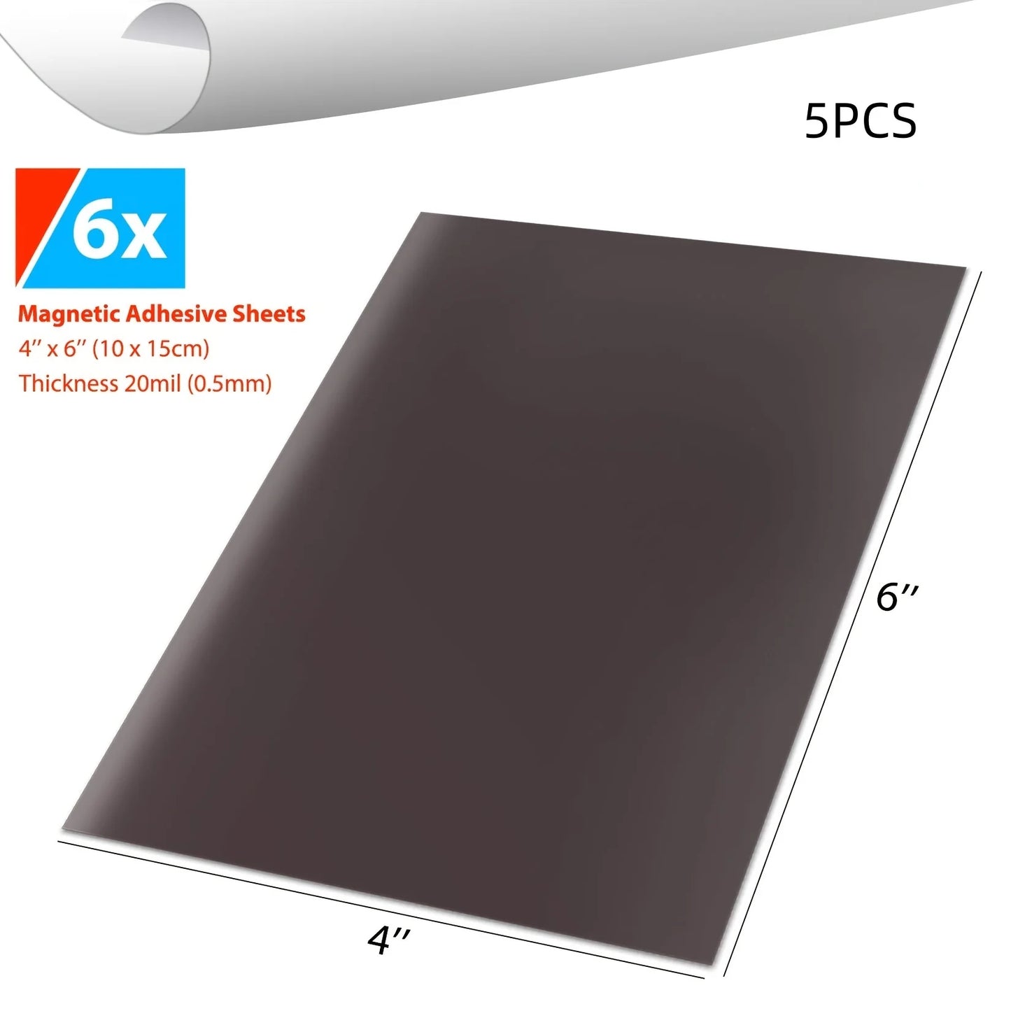 Adhesive Magnetic Sheets With Adhesive Backing 19Mil 5 X 7 Inches Flexible Magnet Sheets For Photo And Picture Magnets Craft