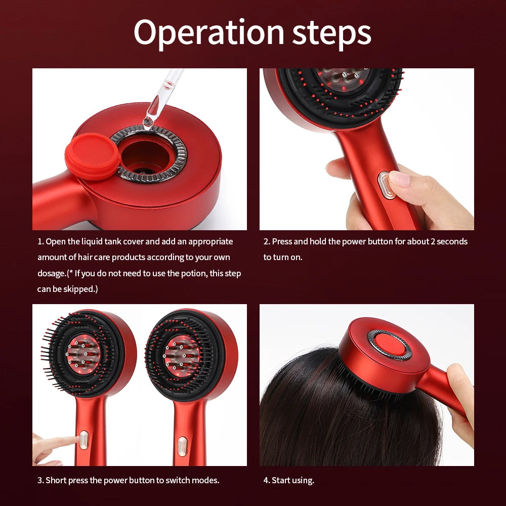 Electric Massage Comb Home Scalp Drain Comb Red Light Anti-slip Hair Care Multi-functional Massage Comb