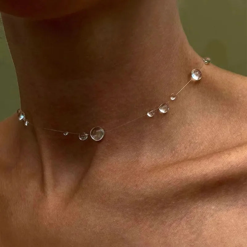 Water Drop Necklace Transparent Raindrop Earrings