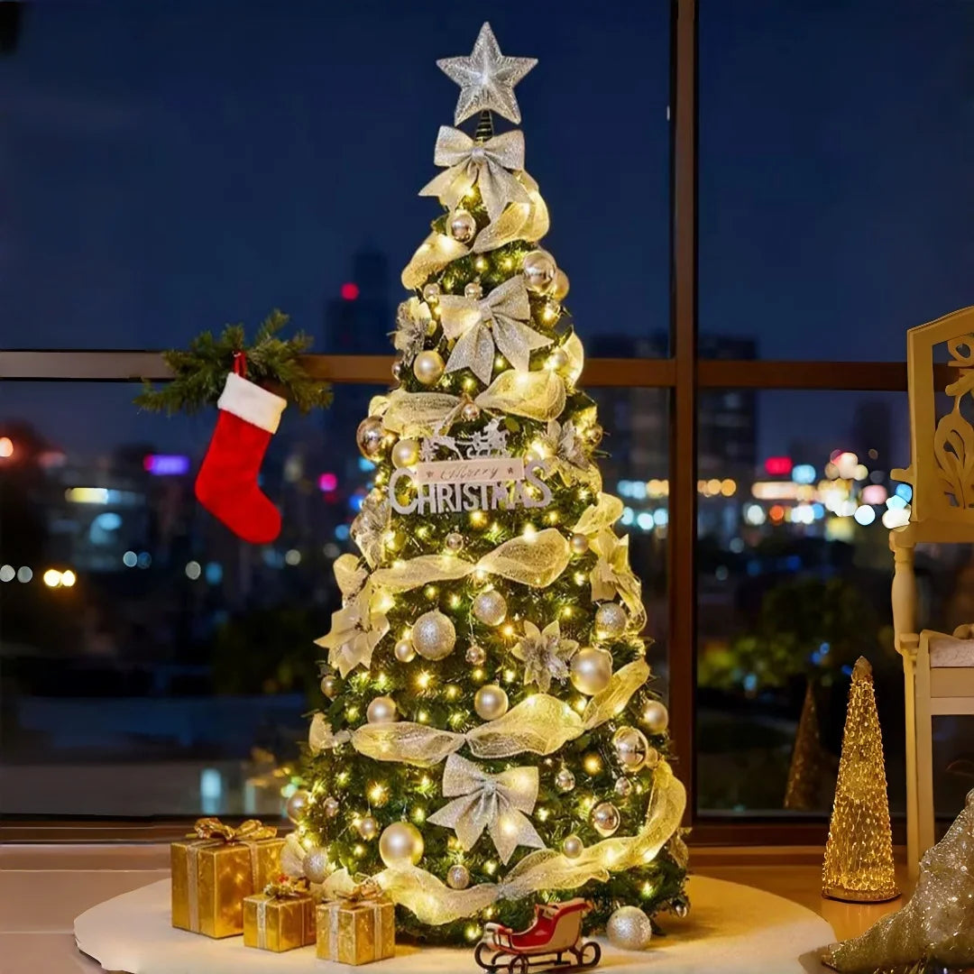 Hot Sale 1.2-2.1m Foldable Pre-Decorated Christmas Tree Pop-Up Festive Decoration Home Decor Portable Christmas Tree