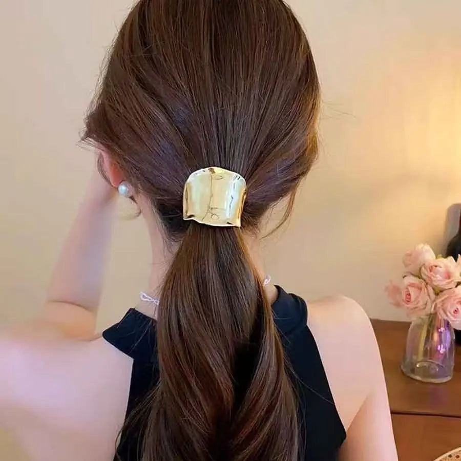 Golden Hairpin for Women Retro High-Quality Ponytail Holder Hairpin Headdress