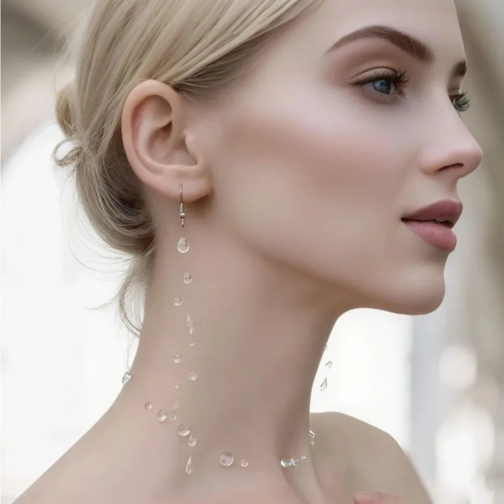 Water Drop Necklace Transparent Raindrop Earrings