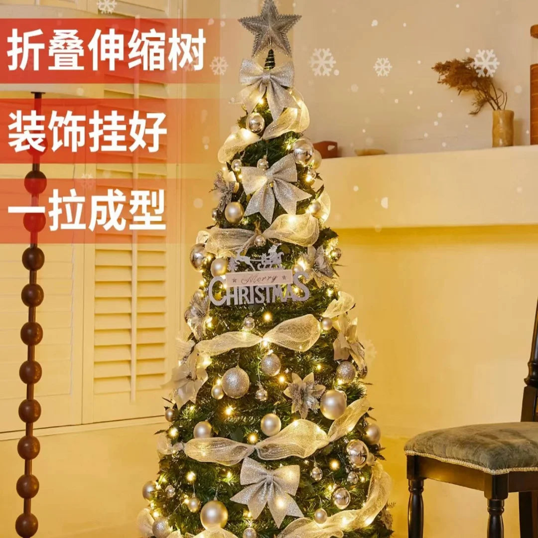 Hot Sale 1.2-2.1m Foldable Pre-Decorated Christmas Tree Pop-Up Festive Decoration Home Decor Portable Christmas Tree