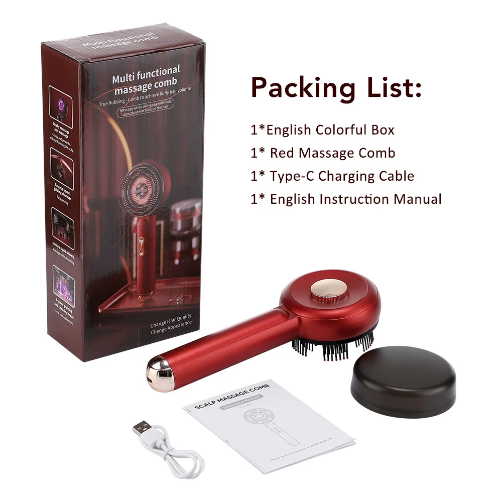Electric Massage Comb Home Scalp Drain Comb Red Light Anti-slip Hair Care Multi-functional Massage Comb