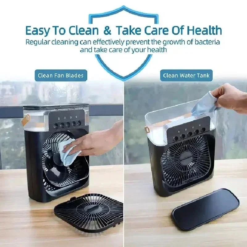 3 In 1 Fan AIr Conditioner Household Mini Air Cooler LED Night Light Portable Humidifier Air Adjustment Fan Office Home Fan