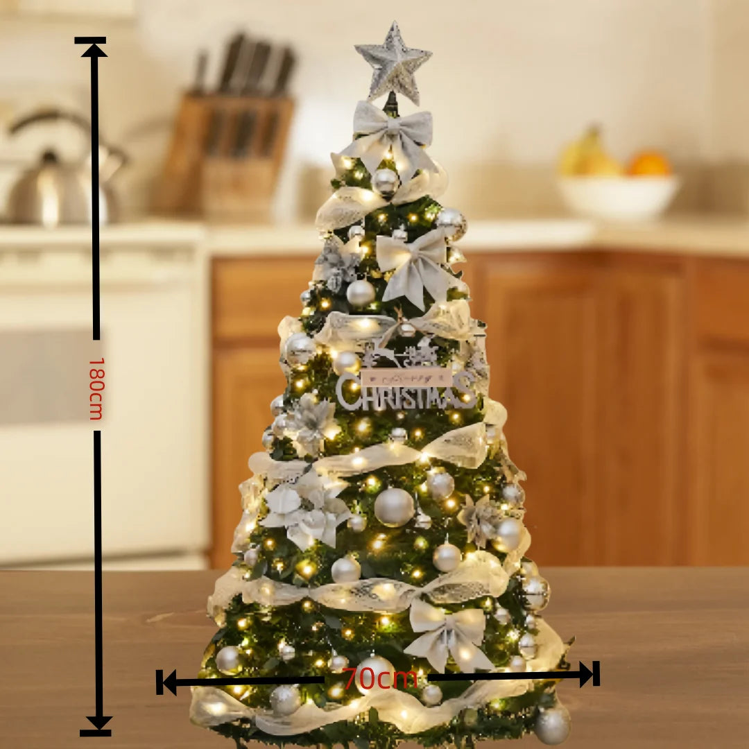 Hot Sale 1.2-2.1m Foldable Pre-Decorated Christmas Tree Pop-Up Festive Decoration Home Decor Portable Christmas Tree