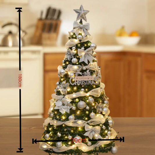 Hot Sale 1.2-2.1m Foldable Pre-Decorated Christmas Tree Pop-Up Festive Decoration Home Decor Portable Christmas Tree