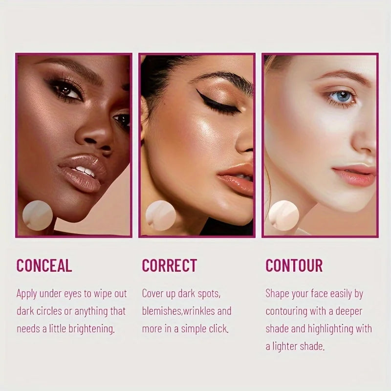 Sponge Head Concealer for Dark Circles Freckles Acne Pigmentation and Blemishes Long Lasting Moisturizing Liquid Foundation