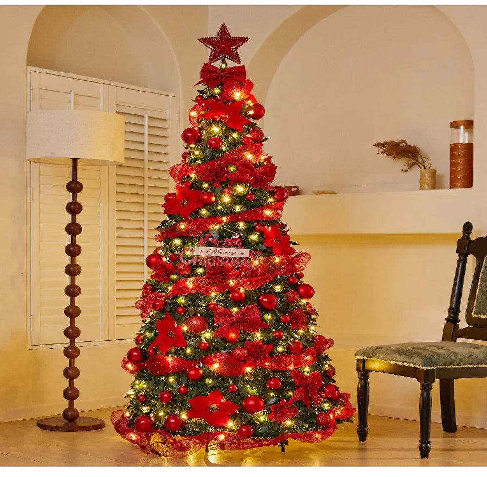 Hot Sale 1.2-2.1m Foldable Pre-Decorated Christmas Tree Pop-Up Festive Decoration Home Decor Portable Christmas Tree