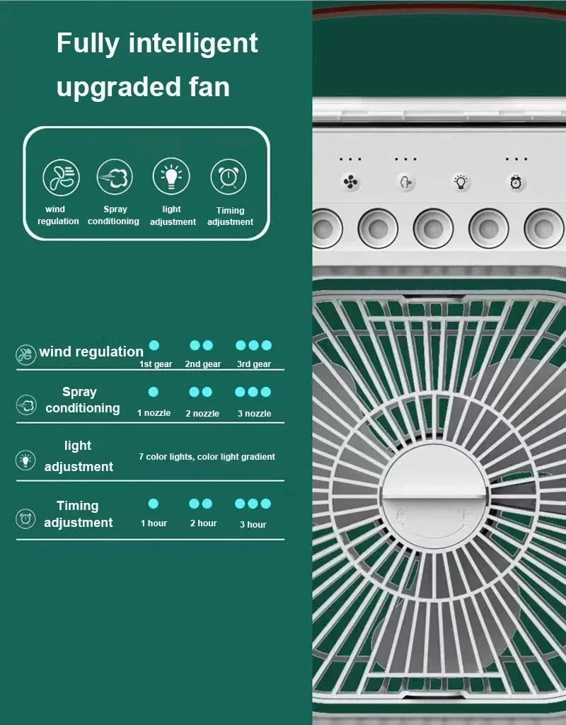 3 In 1 Fan AIr Conditioner Household Mini Air Cooler LED Night Light Portable Humidifier Air Adjustment Fan Office Home Fan