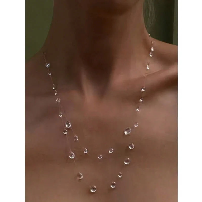 Water Drop Necklace Transparent Raindrop Earrings