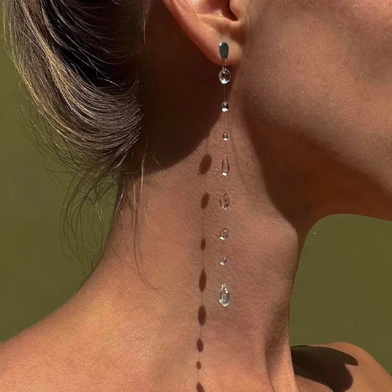 Water Drop Necklace Transparent Raindrop Earrings