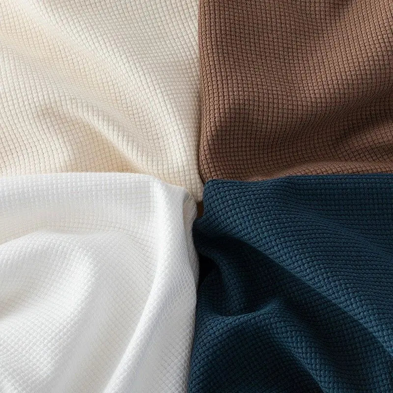 Waffle Short Sleeved T-shirt for Men and Women Summer