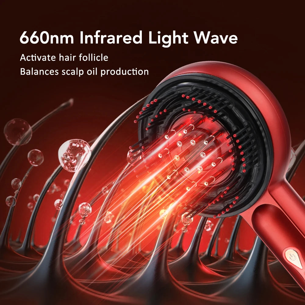 Electric Massage Comb Home Scalp Drain Comb Red Light Anti-slip Hair Care Multi-functional Massage Comb