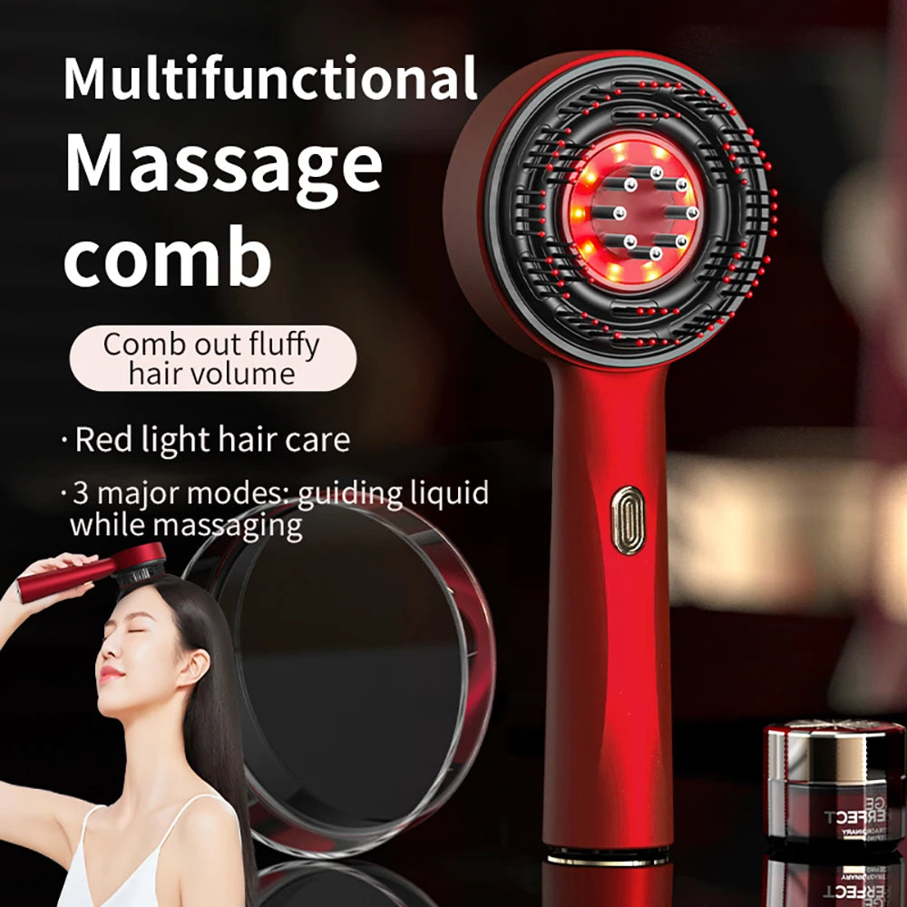 Electric Massage Comb Home Scalp Drain Comb Red Light Anti-slip Hair Care Multi-functional Massage Comb