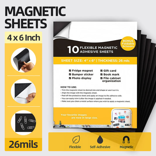 Adhesive Magnetic Sheets With Adhesive Backing 19Mil 5 X 7 Inches Flexible Magnet Sheets For Photo And Picture Magnets Craft