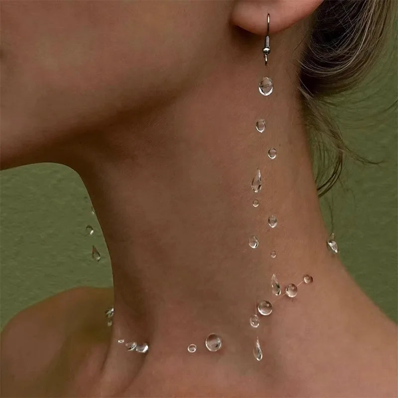 Water Drop Necklace Transparent Raindrop Earrings