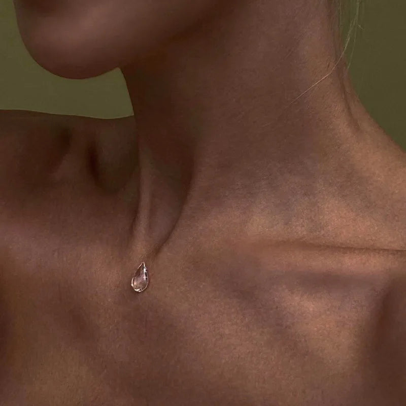 Water Drop Necklace Transparent Raindrop Earrings