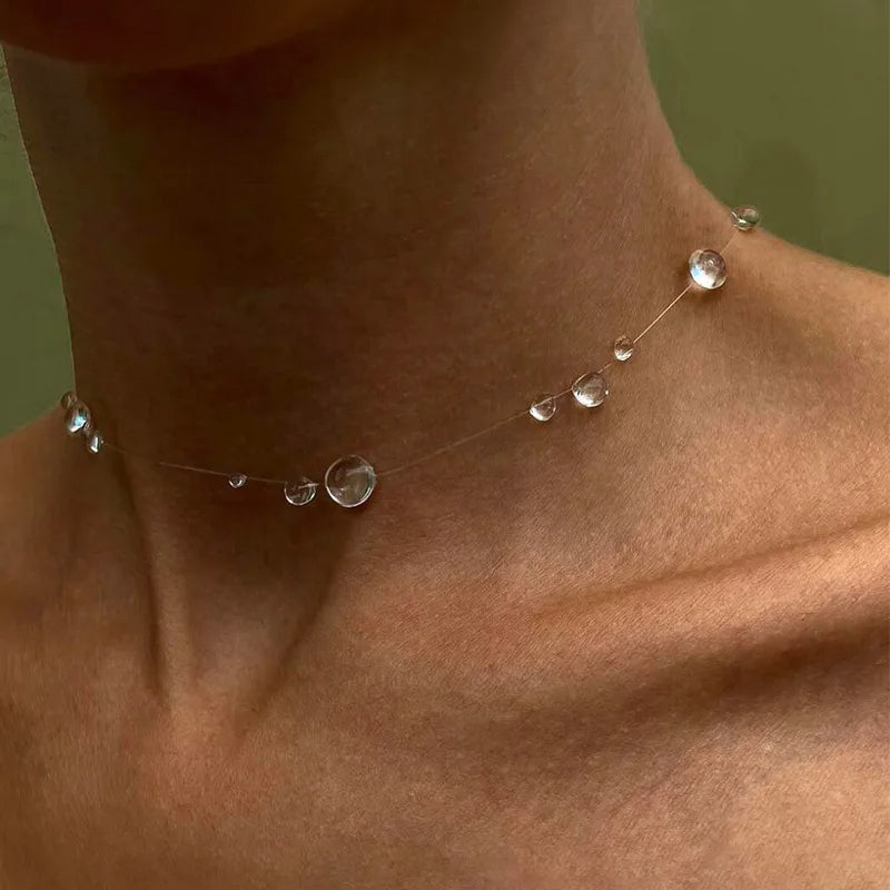 Water Drop Necklace Transparent Raindrop Earrings