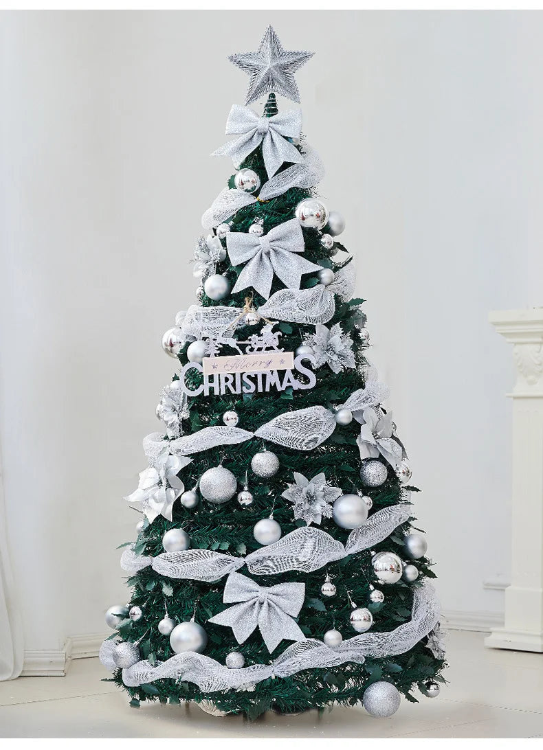Hot Sale 1.2-2.1m Foldable Pre-Decorated Christmas Tree Pop-Up Festive Decoration Home Decor Portable Christmas Tree