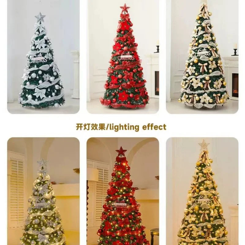 Hot Sale 1.2-2.1m Foldable Pre-Decorated Christmas Tree Pop-Up Festive Decoration Home Decor Portable Christmas Tree
