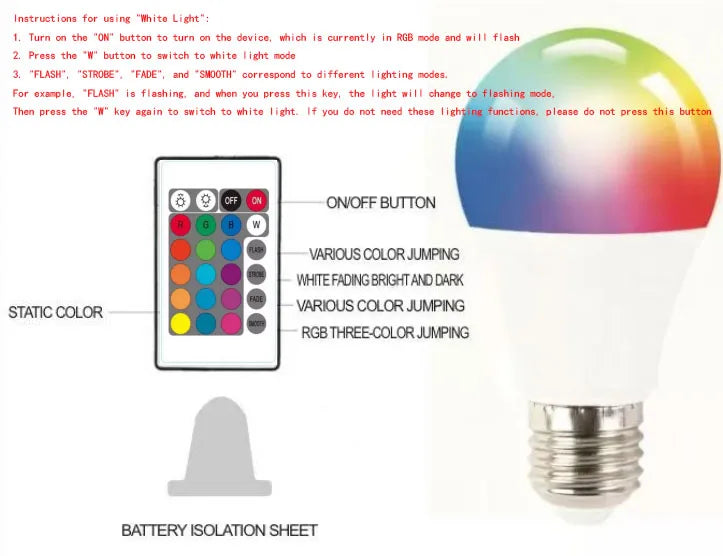16 Colors RGB Bulb LED Multicolor Bulb