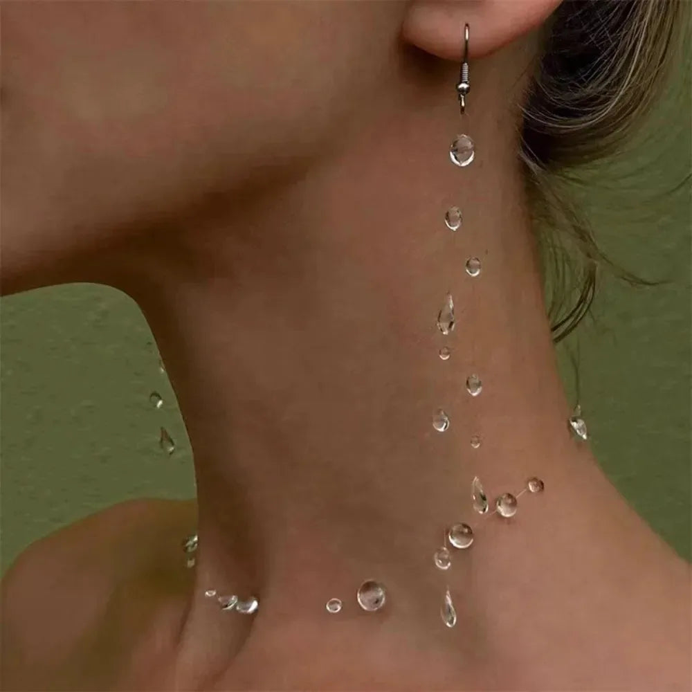 Water Drop Necklace Transparent Raindrop Earrings