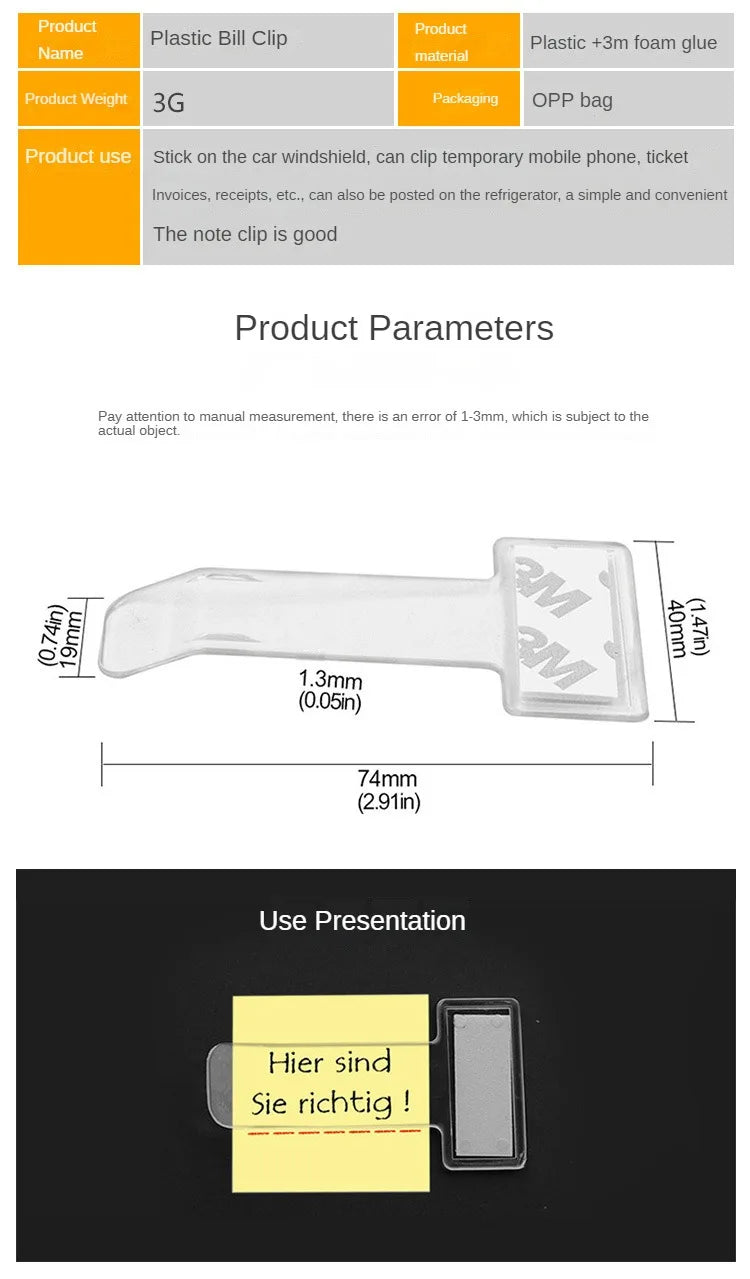 Transparent Car Vehicle Parking  Receipt  Card Holder