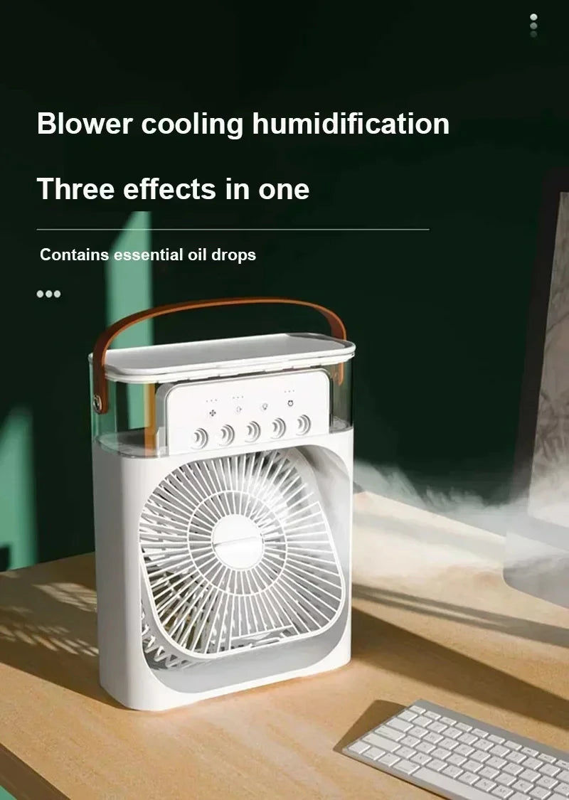 3 In 1 Fan AIr Conditioner Household Mini Air Cooler LED Night Light Portable Humidifier Air Adjustment Fan Office Home Fan